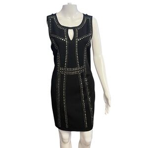 Carmen Marc Valvo Women’s Black & Silver Embellished Bodycon Dress Sz. Medium